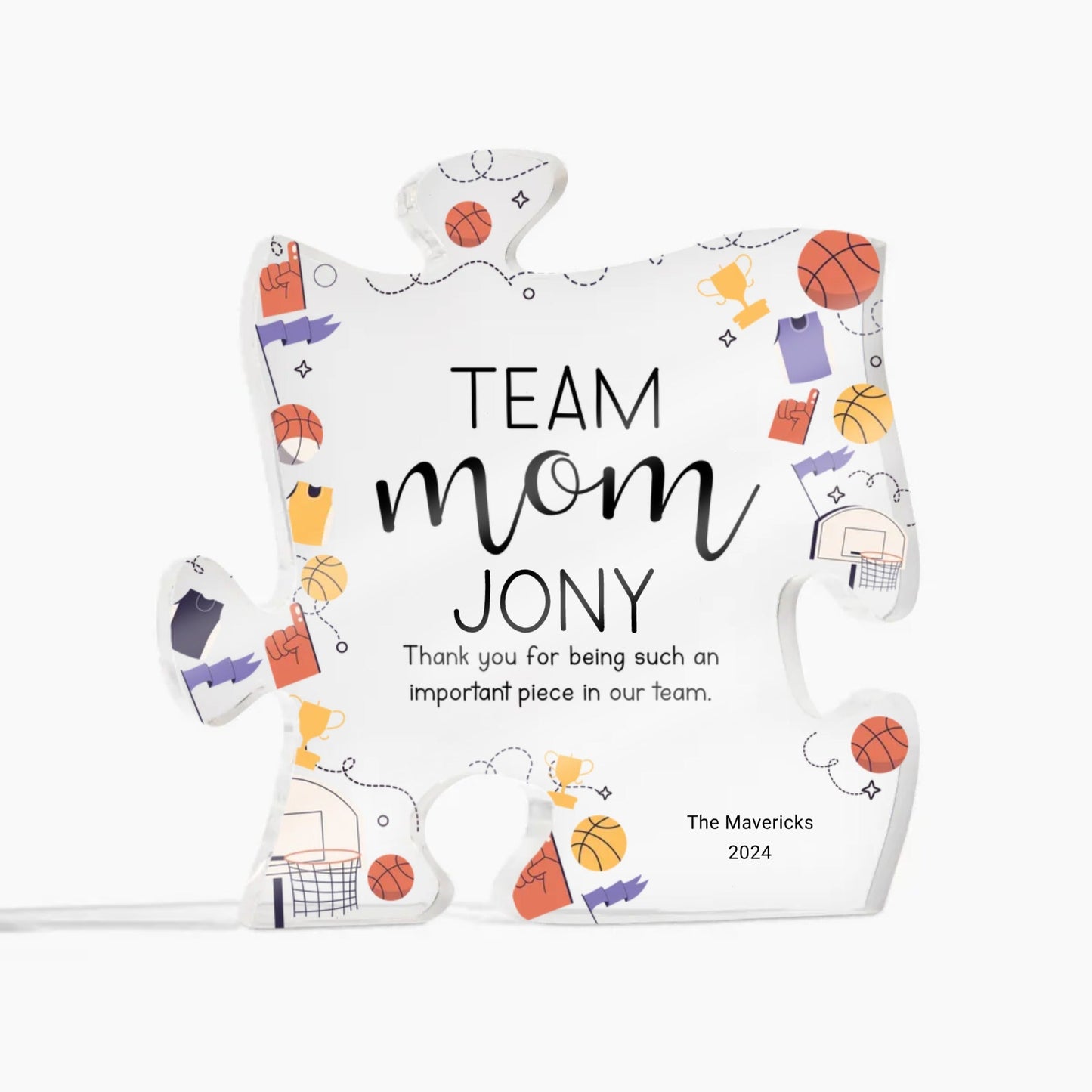 Personalized Basketball Team Mom Puzzle Plaque