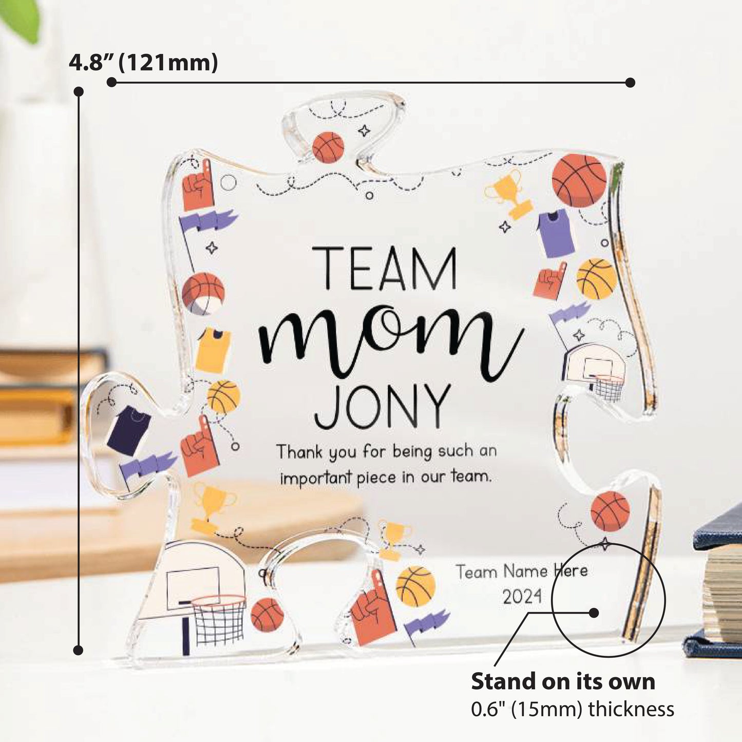 Personalized Basketball Team Mom Puzzle Plaque