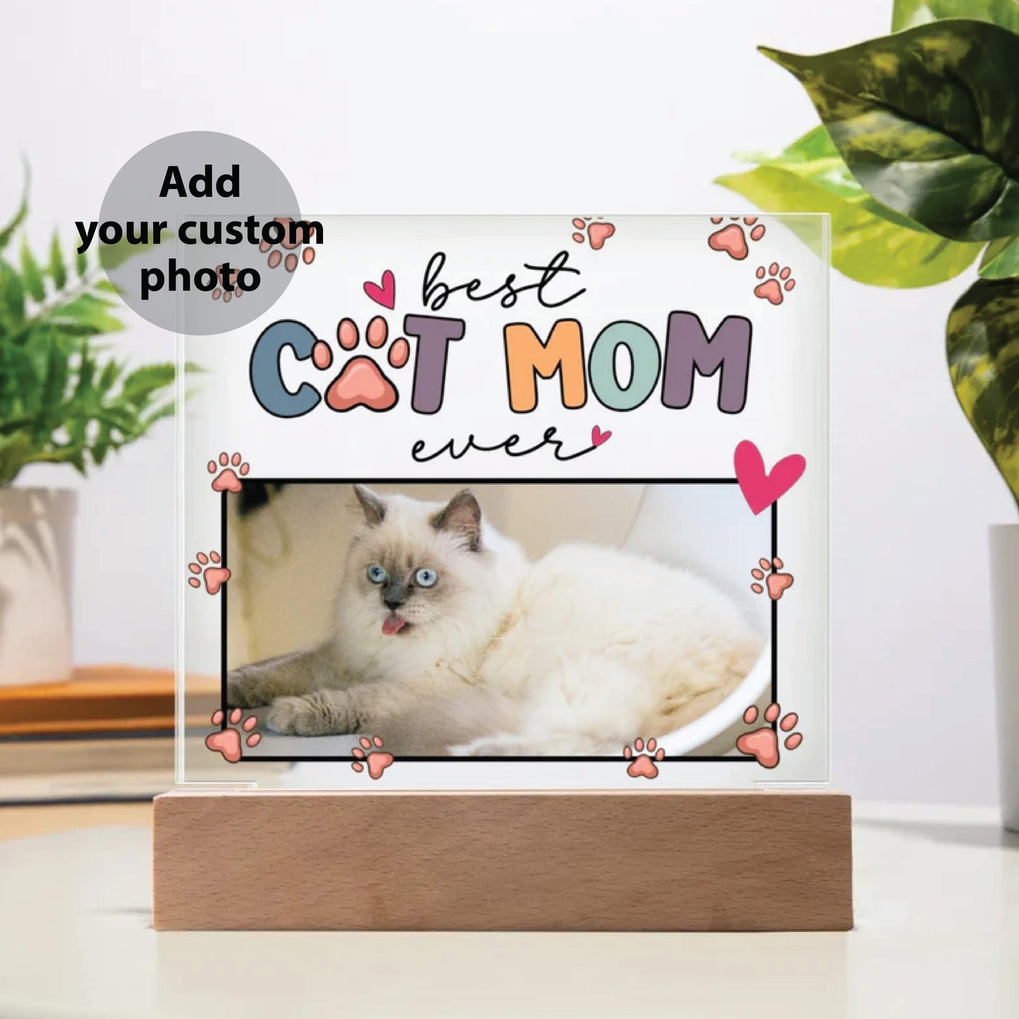 Personalized Cat Mom Photo Plaque