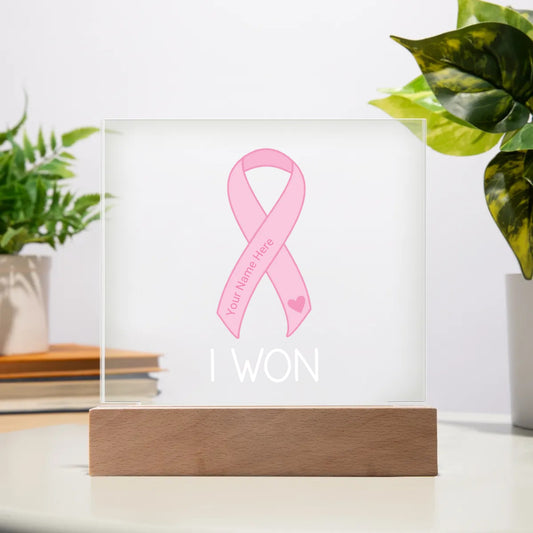 Personalized I Won Breast Cancer Acrylic Square Plaque