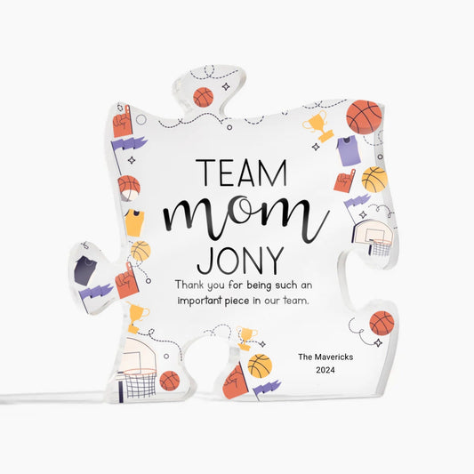 Personalized Basketball Team Mom Puzzle Plaque